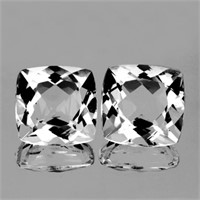 Natural Cushion White Topaz Pair 11.00 MM - {Flawl