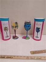 Lolita hand painted wine glasses