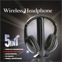 5 in 1 Wireless TV Headset with 2.4g RF Transmitte