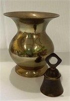 Vintage 6 inch Indian made brass vase and a