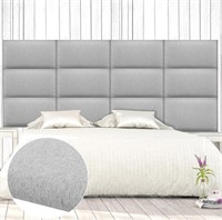 12 Pcs Upholstered Wall Panels, Grey