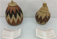 2 traditional Zulu woven containers baskets