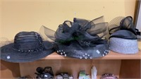 Group lot - ladies hats, fancy black and