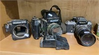 Vintage cameras - Nikon, Mamiya, plus lighting