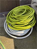 White Garden Hose & Lime Green Garden Hose