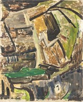 British Abstract Oil on Canvas Signed Bomberg