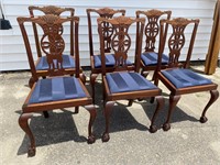 SET OF 6 SOLID MAHOGANY CHIPPENDALE CHAIRS
