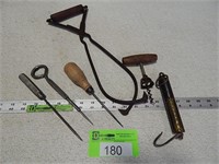 Ice picks with advertising, ice tongs, cork screw