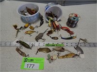 Large selection of fishing lures; some may be anti