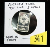 Scotsdale .999 Fine silver bar, 5 grams