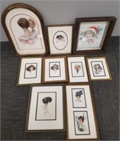 9 Harrison Fisher framed prints - 11 1/2" x