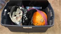 Bin of Halloween decorations and costumes no bin