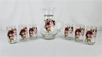 West Virginia Glass Co. Pitcher and Glasses (6)