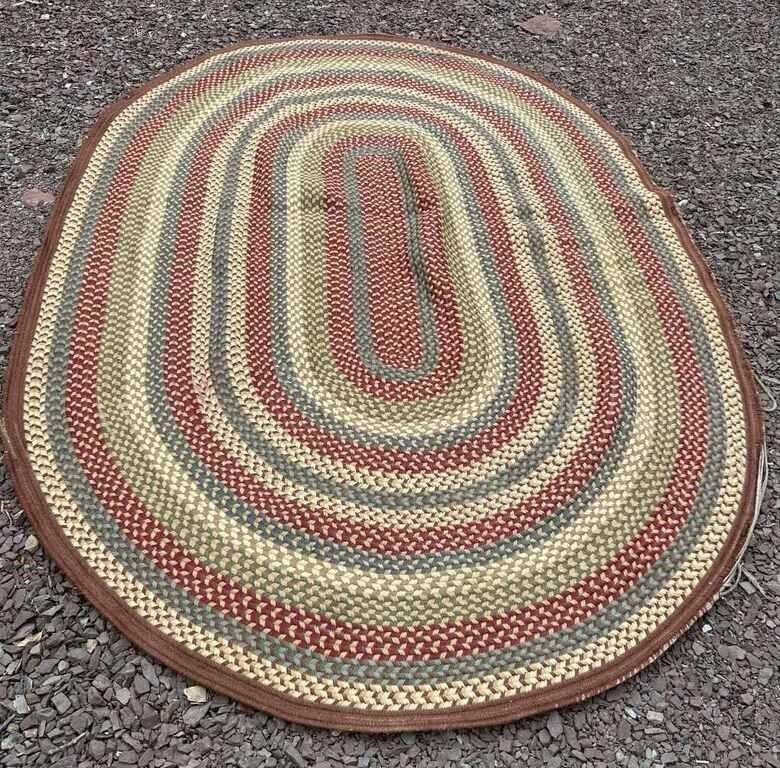 Large Vintage Woven Oval Rug