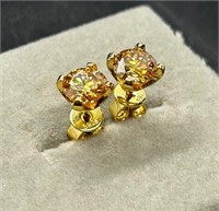 1.0 ct Moissanite Earrings 18kt Gold & Silver NIB