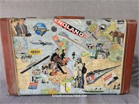 Vintage Map Artwork Suitcase w Key