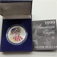 1999 PAINTED AMERICAN EAGLE SILVER DOLLAR