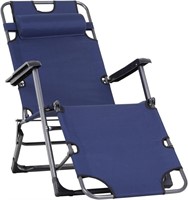 W4014  Outsunny Folding Chaise Lounge Chair Navy
