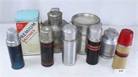 Misc Tin Containers & (5) Thermos