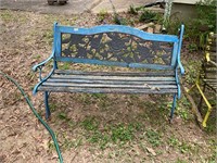 Wood and Metal Blue Bench as pictured