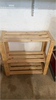 Wooden 3 shelf stand, Approximately 30 x 13 x 30