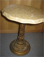 Vtg Marble Top Ornate Pedestal Plant Stand