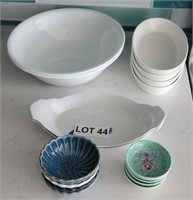 (2) Large Corelle Bowls, Oval Serving Dishes, etc.