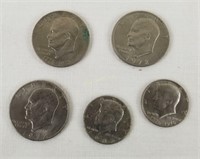 Lot Of Kennedy Half & Eisenhower Dollar Coins