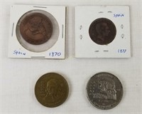 Lot Of 1870s Spanish & 1980s Mexican Coins