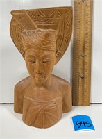 Vintage Carved Wooden Balinese Bust