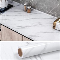 VEELIKE 32''x118'' White Grey Marble Contact Paper