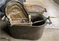 Antique Copper Boiler Wash Tubs, Hand Washer.
