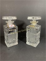 Pair of lead crystal liquor decanters