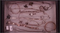 Group of sterling jewelry: chains, pendants,