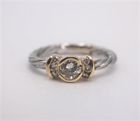 14K WHITE & YELLOW GOLD CABLE DIAMOND RING
