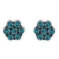 Elegant 1.00ct Blue Diamond Floral Earrings