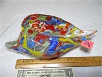 Hand Blown Glass Multicolored Seashell