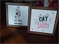 Set 2 Standing Cat Lady Signs