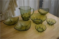 17 Pieces of Vintage Green Glassware