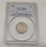 1883 V-Nickel PCGS MS 64 (No Cents)