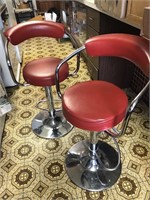 Set of 2 Red Counter Height Stools