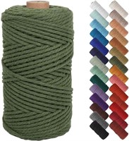 OLIVE GREEN 4-STRAND MACRAME COTTON CORD 3MM 328FT