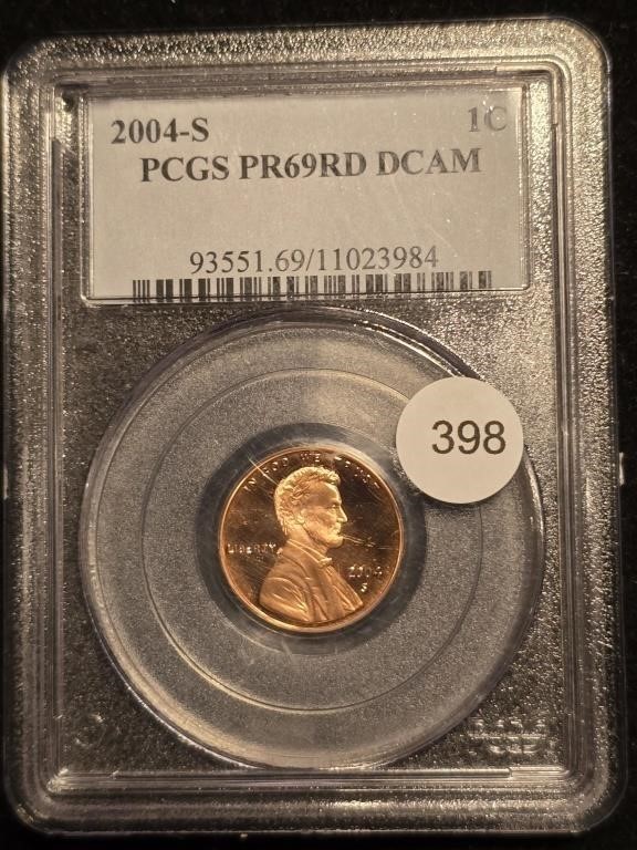 2004S Lincoln Cent PCGS PR69RD DCAM