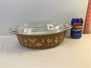 Pyrex Early American Brown/Gold Serving Dish w/Lid