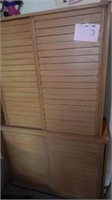 2 PC MID CENTURY BOOKCASE WITH SLIDING LOUVERED