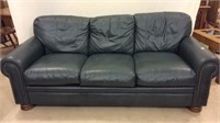 Bradington Young Hunter Green Leather Sofa