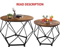 Round Coffee Table Set: Steel Frame  Wood Top