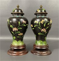 Two Chinese Copper Enamel Cloisonné Ginger Jars