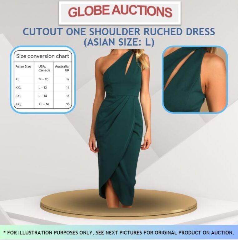 NEW CUTOUT ONE SHOULDER RUCHED DRESS(ASIAN SIZE:L)