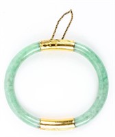 Jewelry 14kt Gold & Jade Hinged Bangle Bracelet